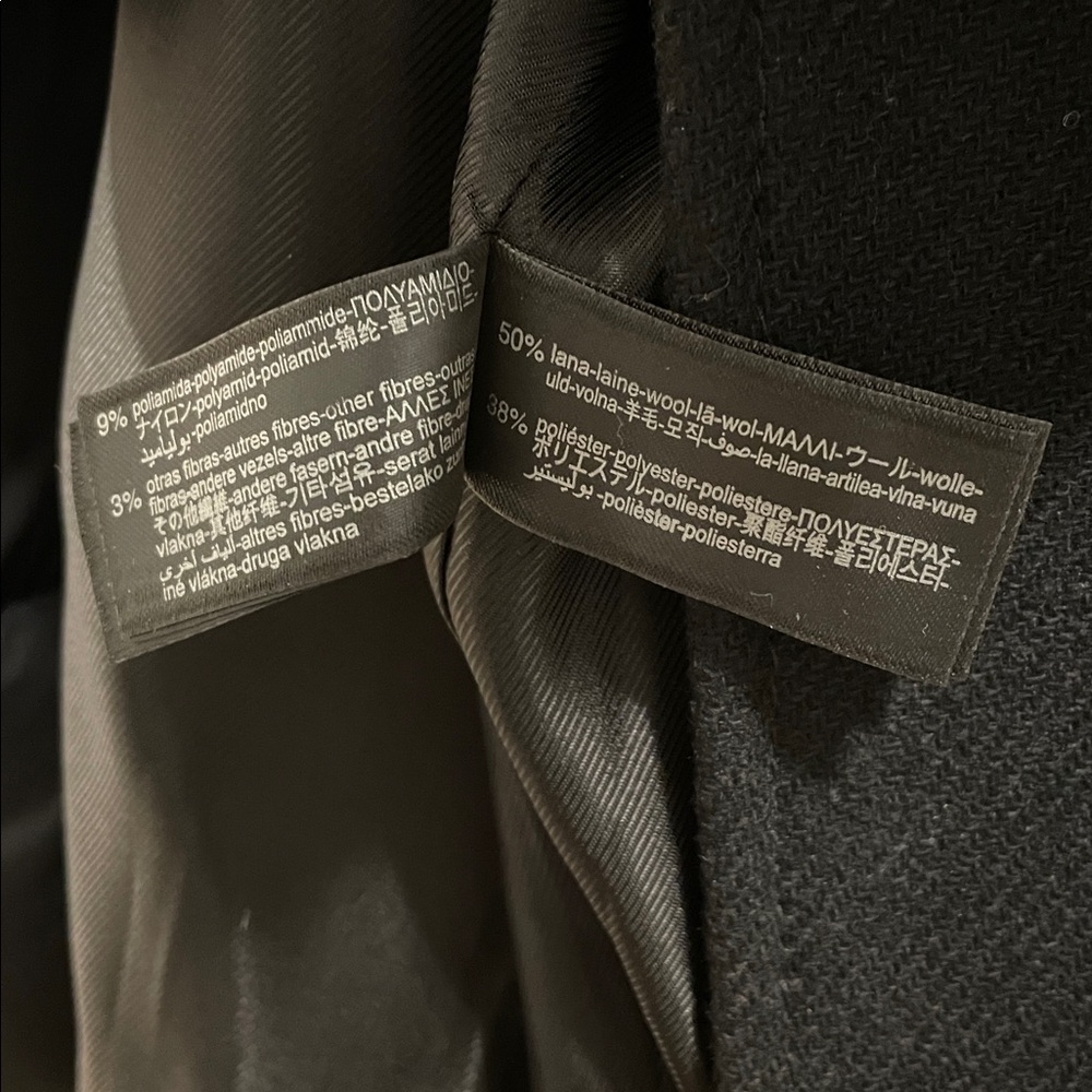 Women's Black Long Wool Coat - Picture 3 of 3